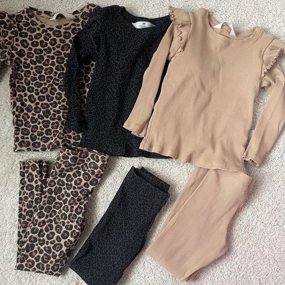 Leopard and Solid Kids Long Sleeve Tops Set 3pc set H&M - Picture 1 of 2